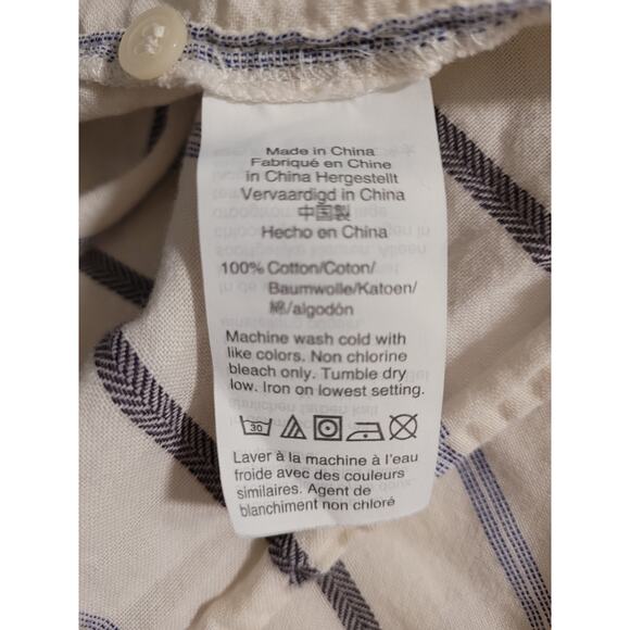 Madewell - White Blue Pinstripe Tie Front Cotton Button Down Blouse Size Small - Picture 6 of 7